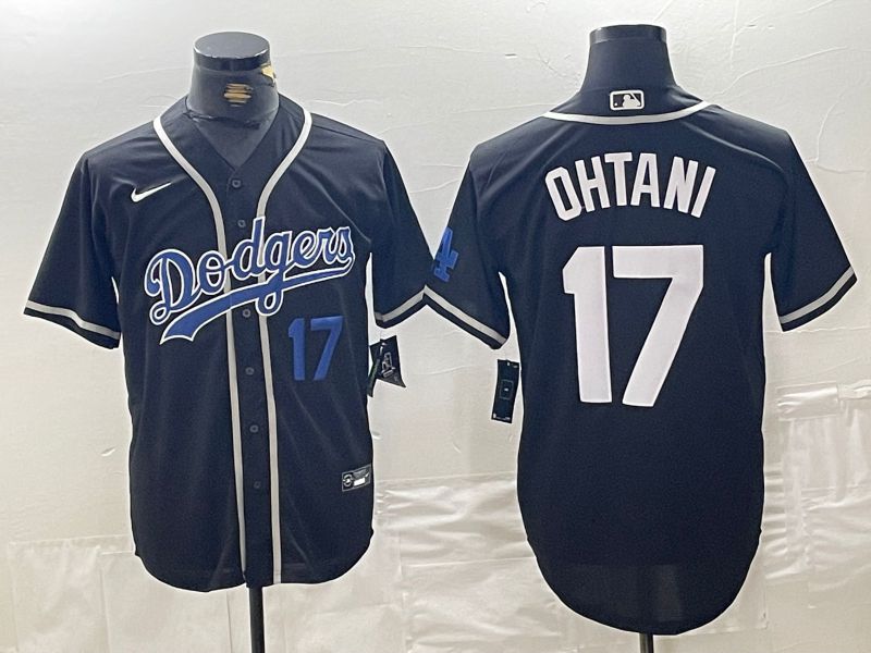 Men Los Angeles Dodgers #17 Ohtani Black Fashion Nike Game MLB Jersey style 47